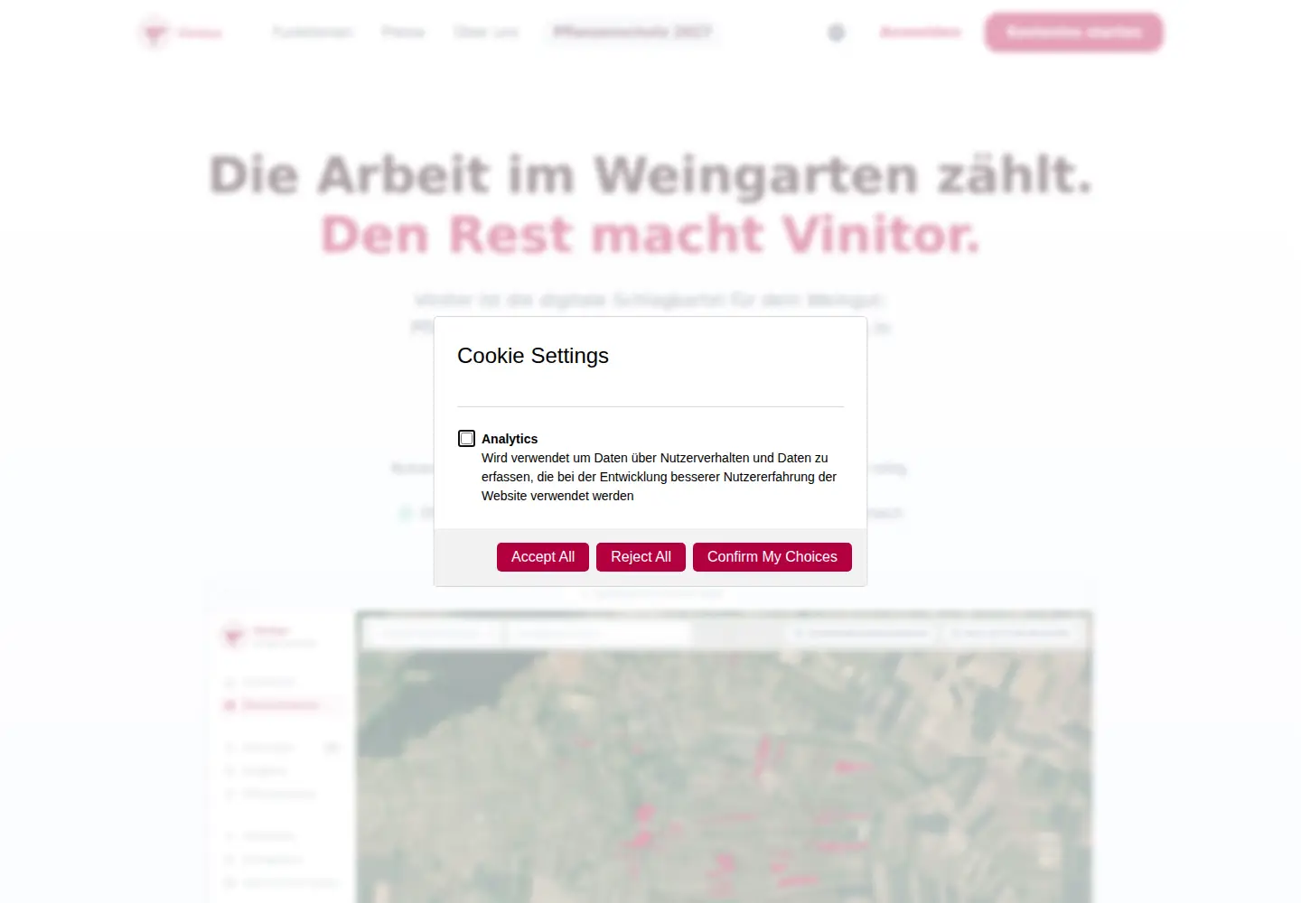 Captured homepage of vinitor.app in the current scan