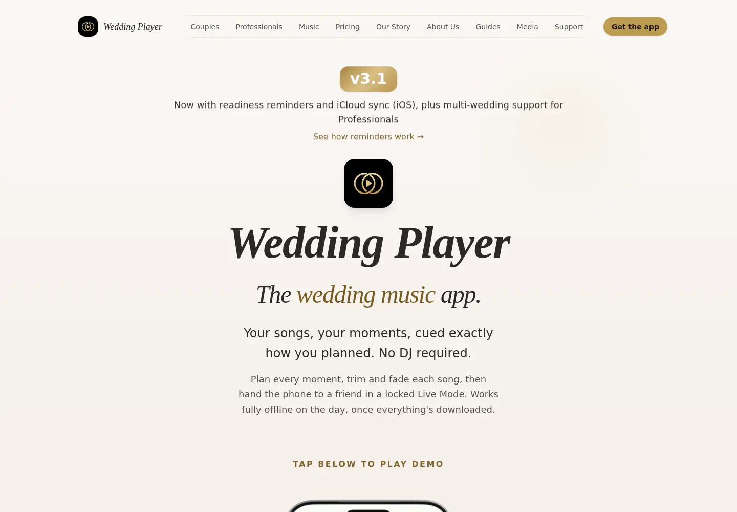 Screenshot of weddingplayer.app