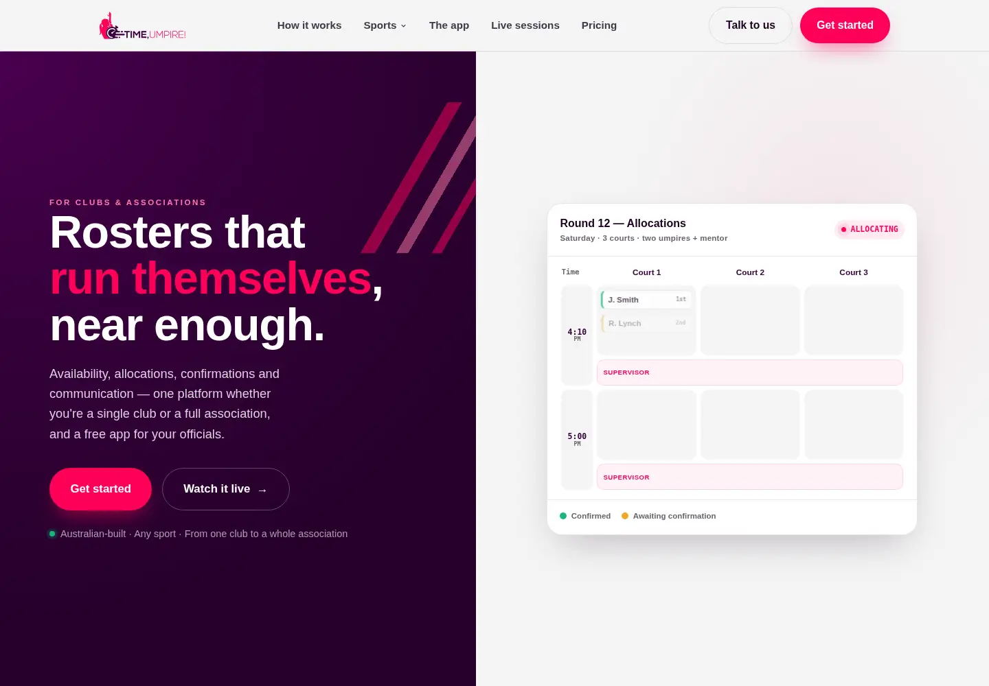Screenshot of timeumpire.com.au