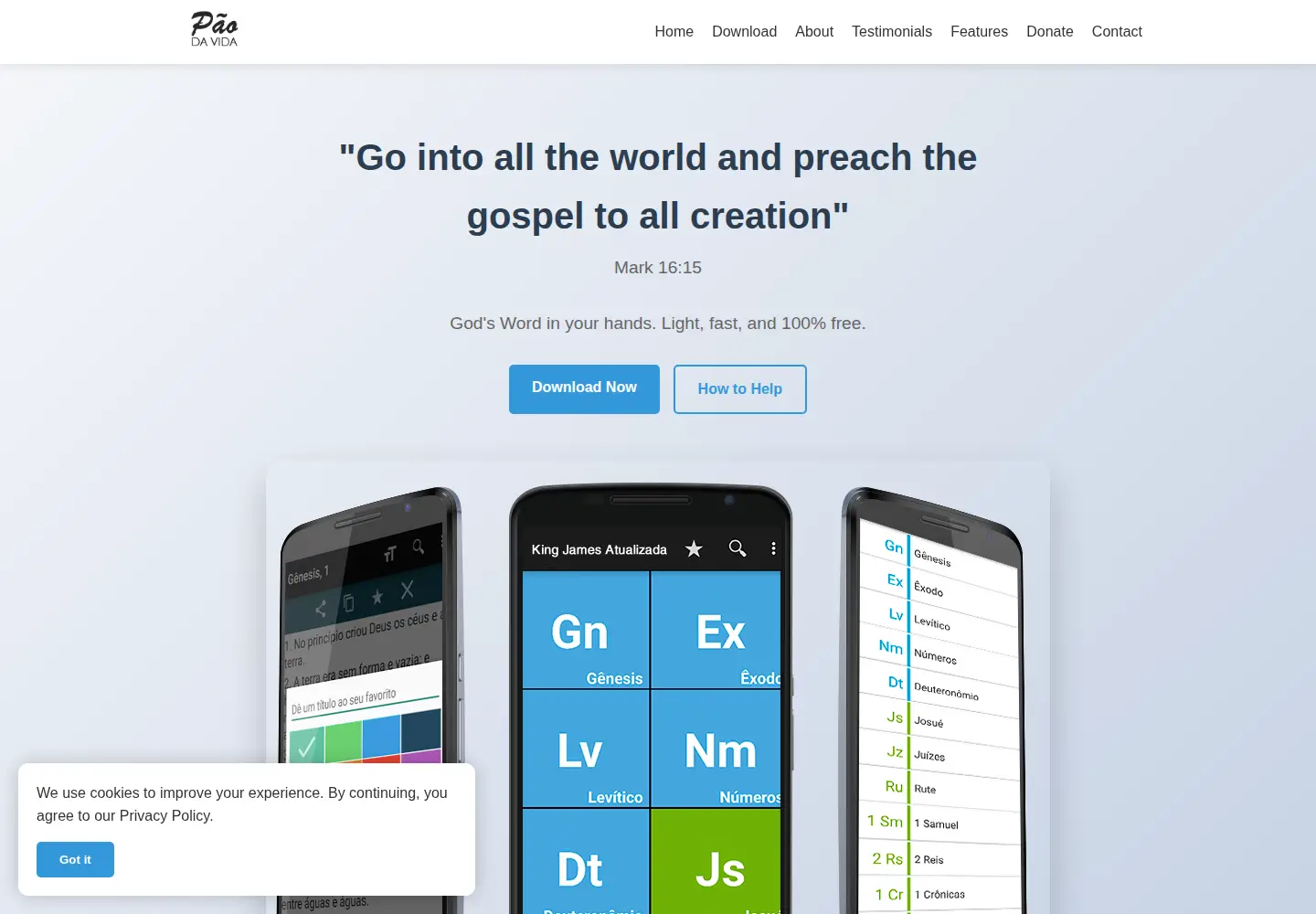 Screenshot of bibliapaodavida.com.br