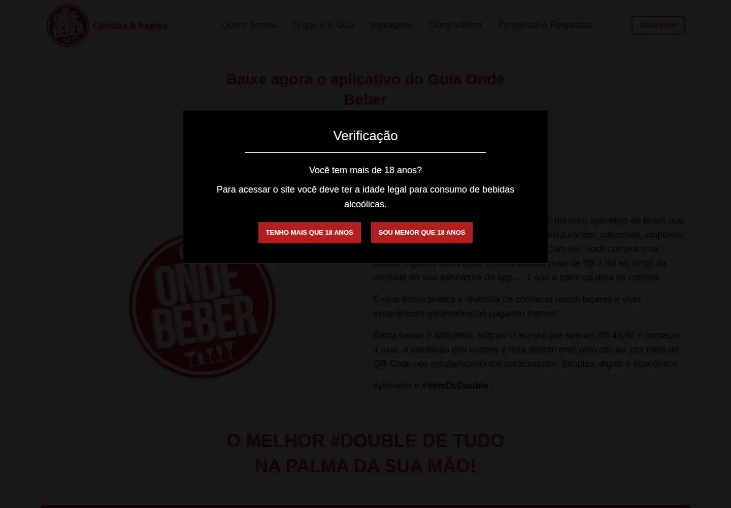 Screenshot of guiaondebebercuritiba.com.br