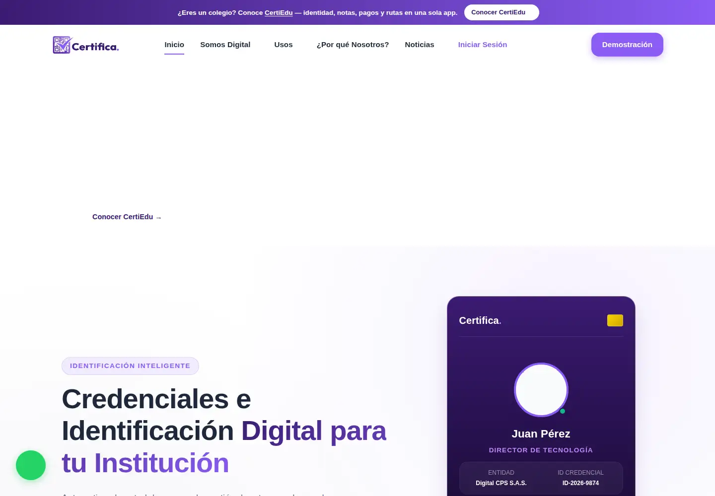 Captured homepage of certifica.com.co in the current scan