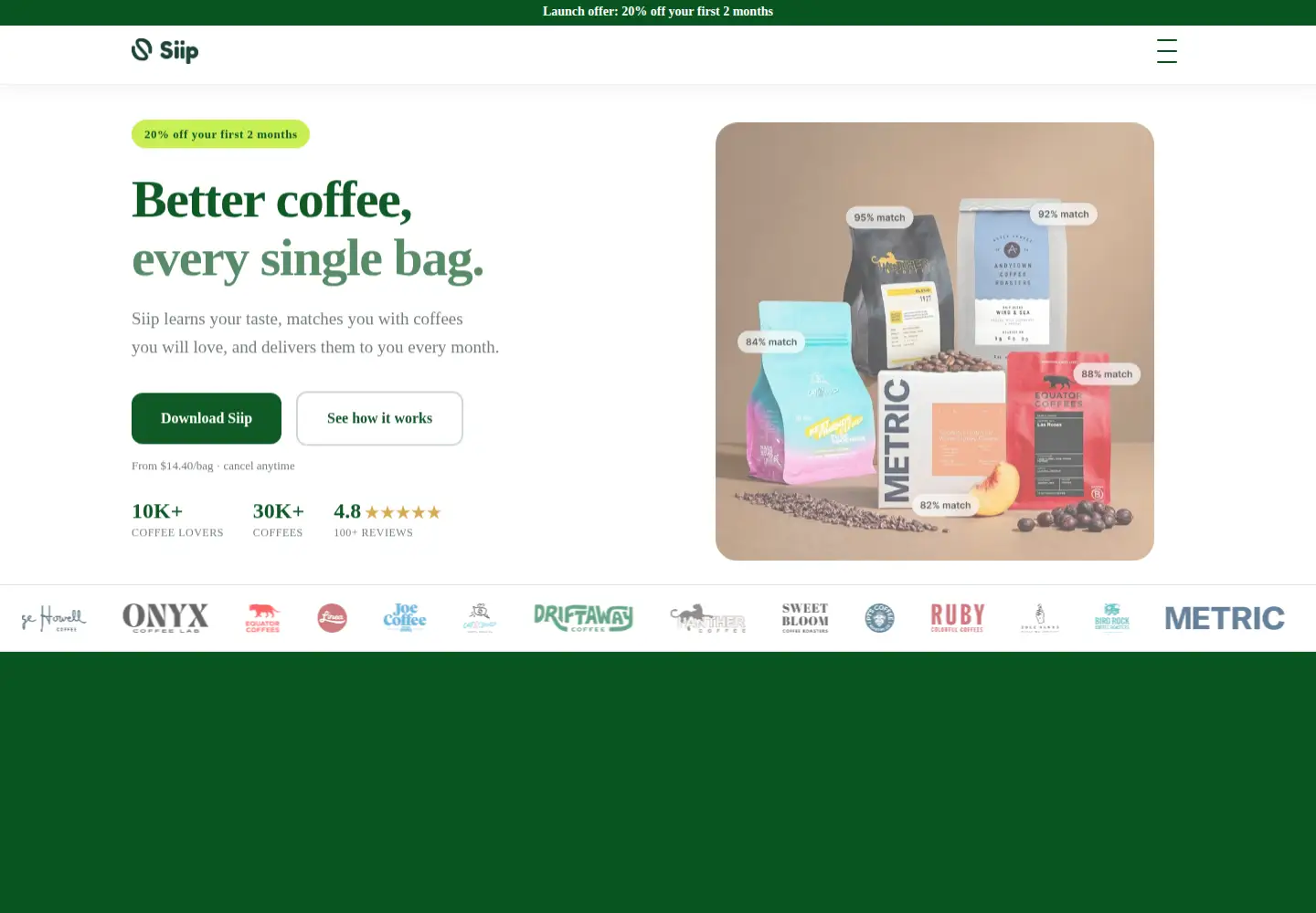 Screenshot of siip.coffee