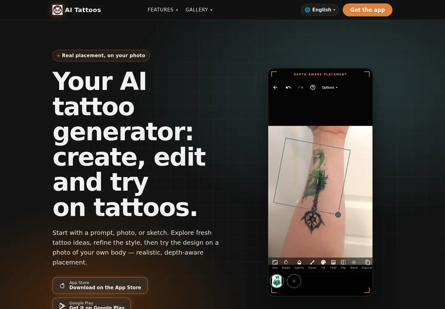 Captured homepage of ai-tattoos.com in the current scan