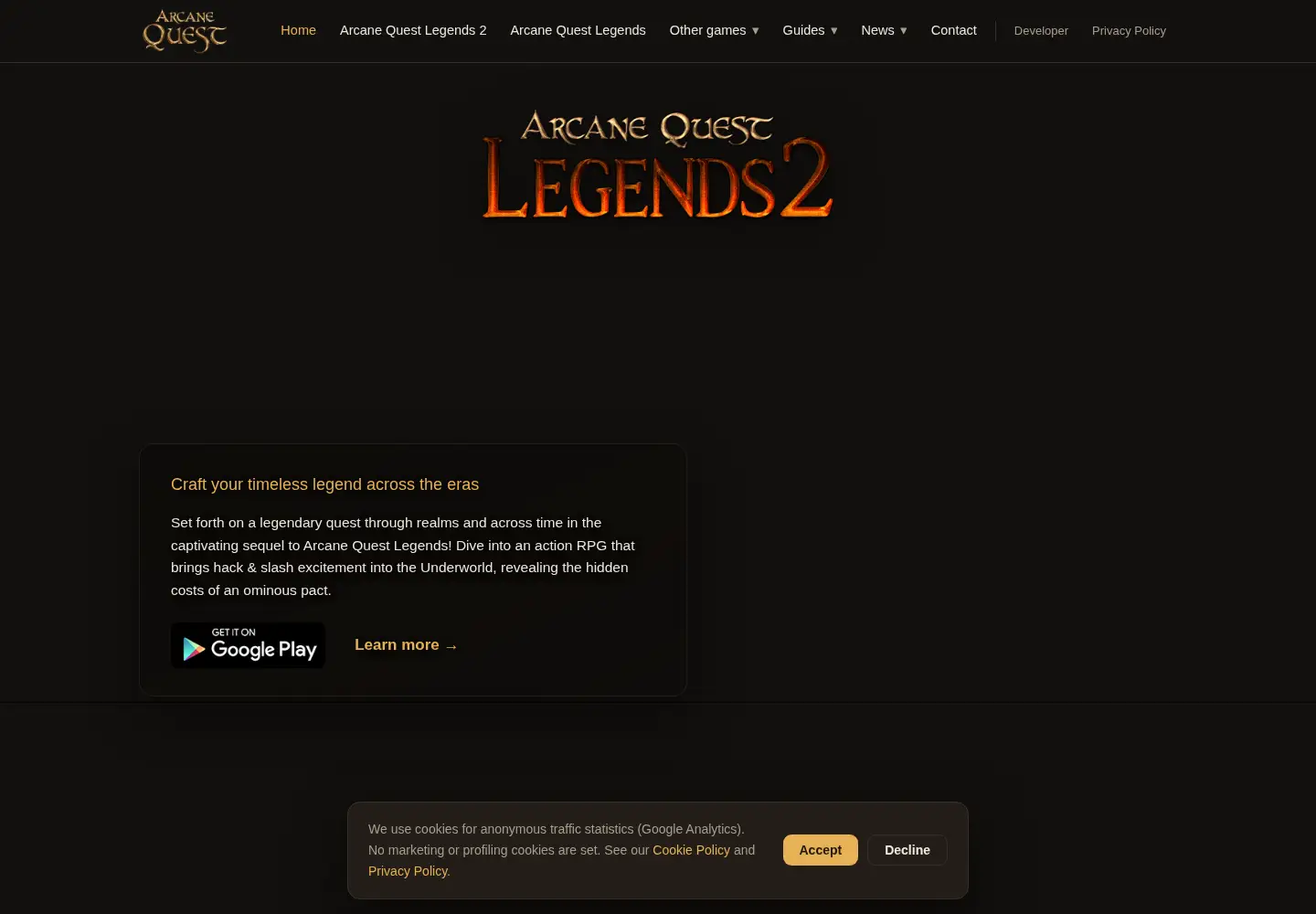 Screenshot of arcane-quest.com