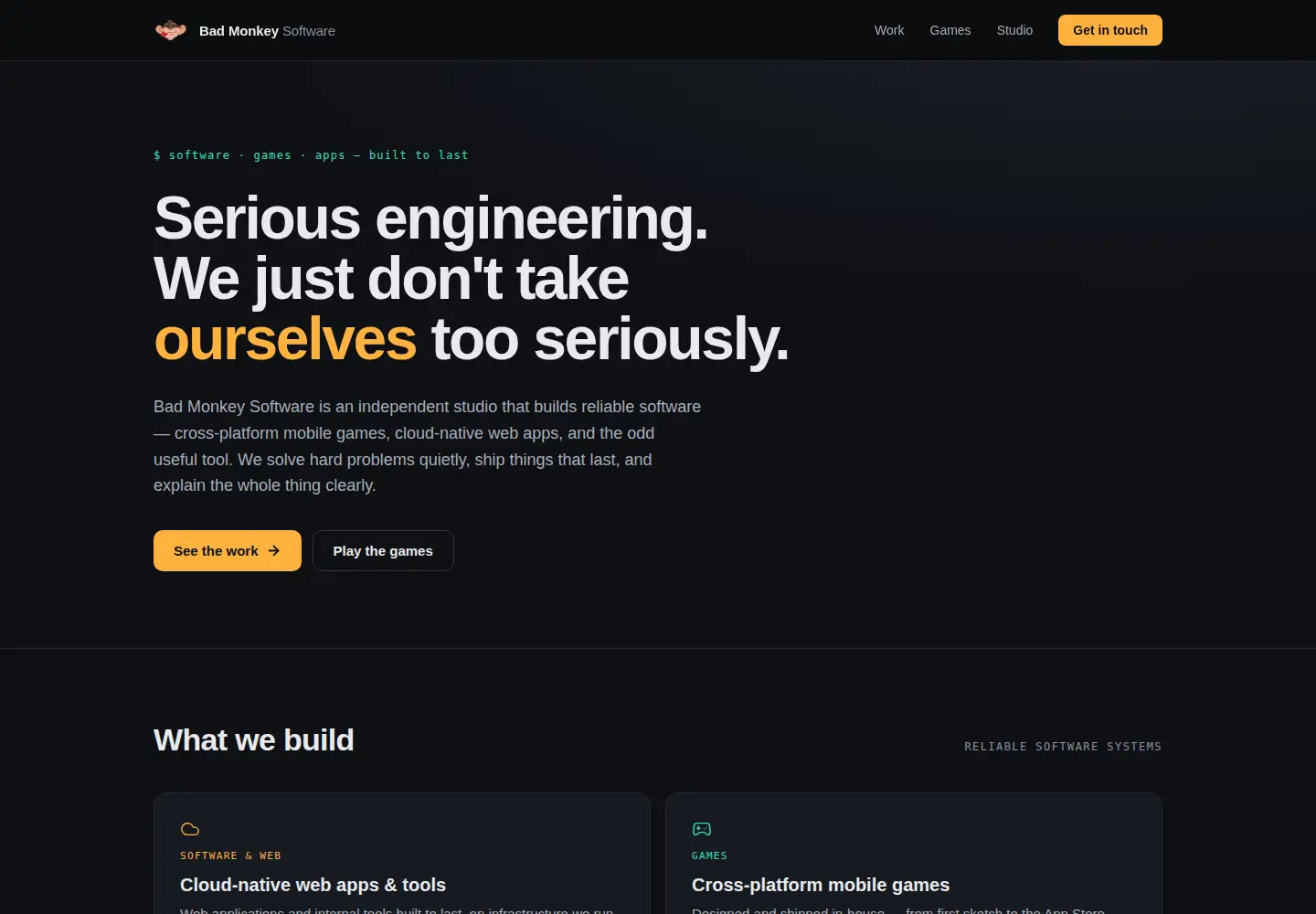 Screenshot of badmonkeysoftware.com