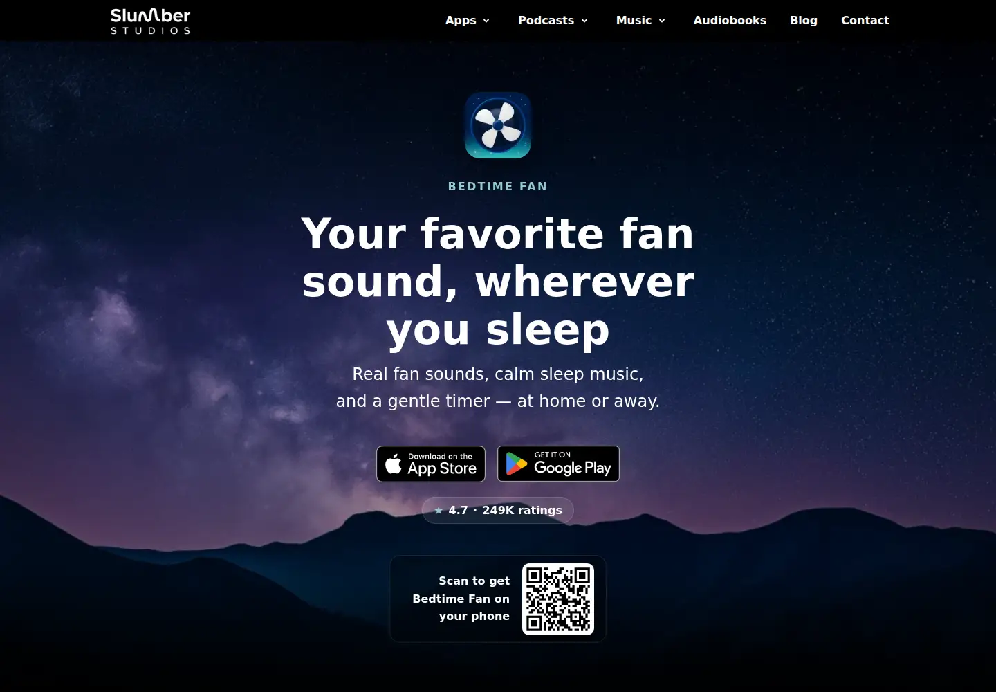 Screenshot of bedtimefan.com