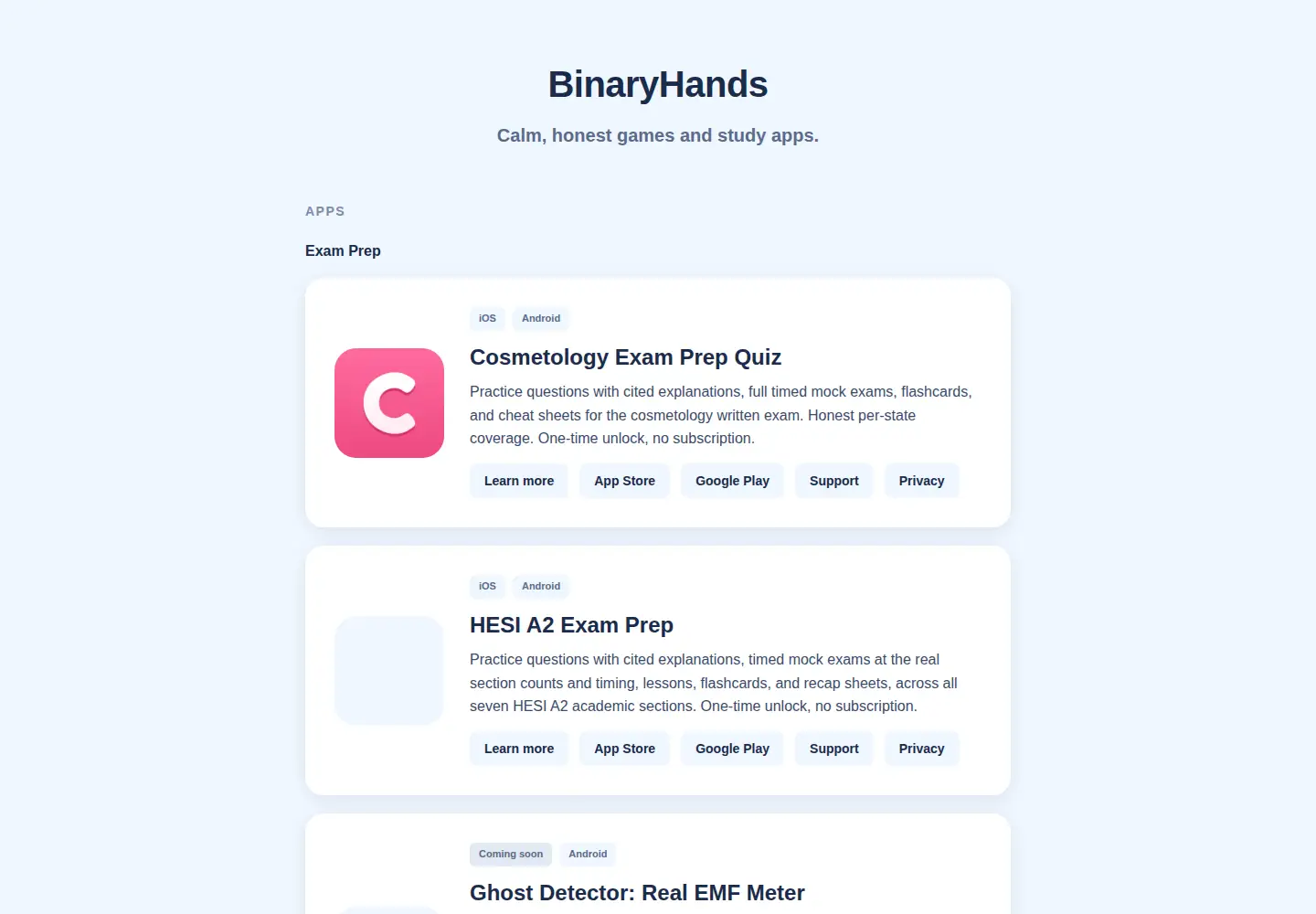 Screenshot of binaryhands.com