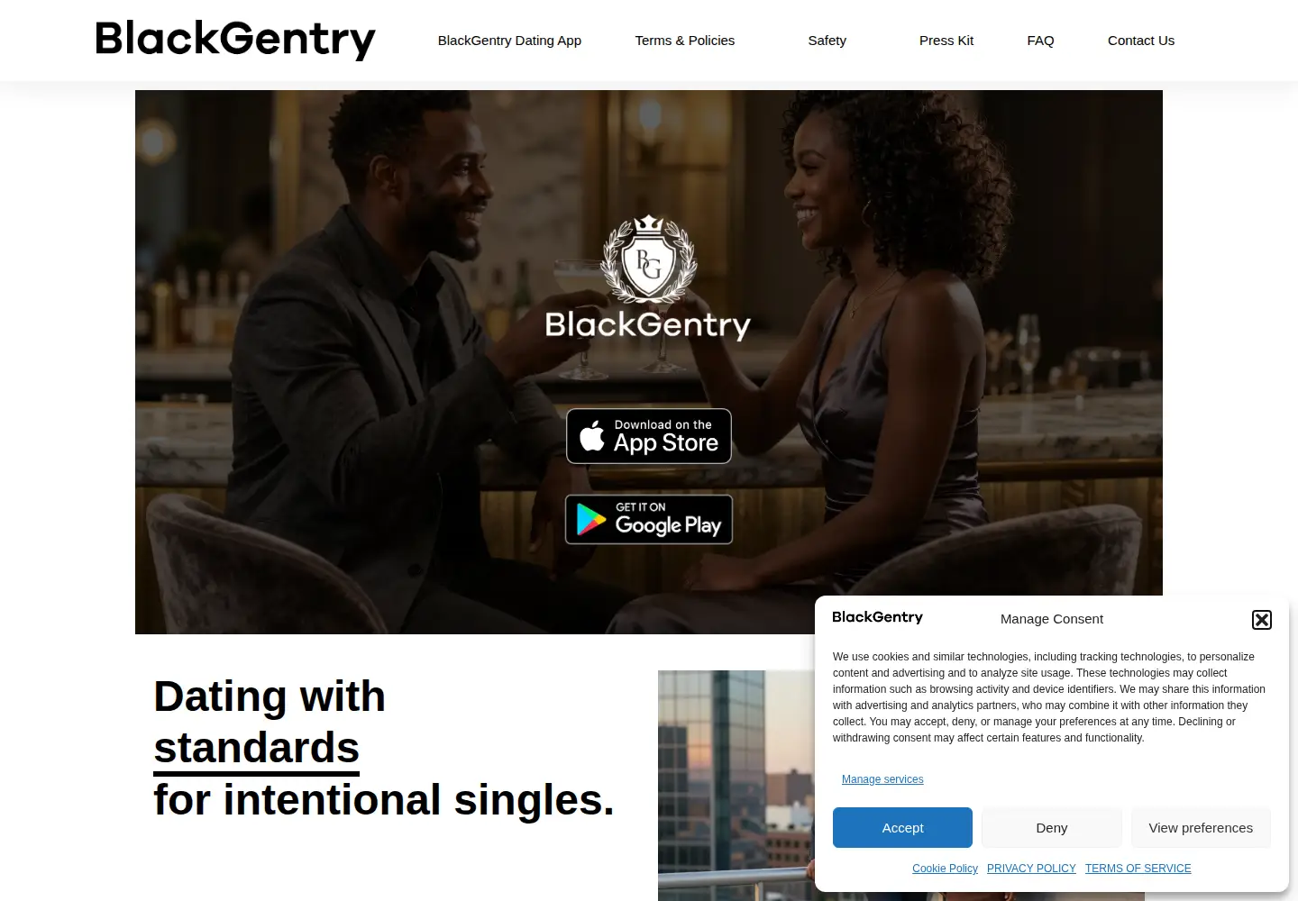 Captured homepage of blackgentryapp.com in the current scan