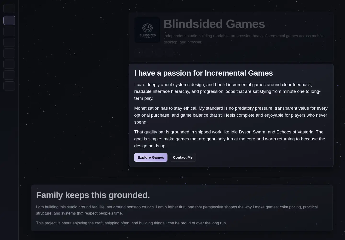 Captured homepage of blindsidedgames.com in the current scan