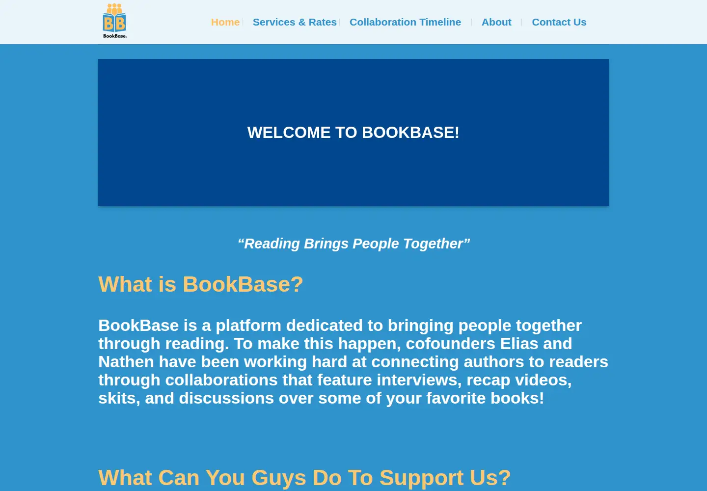 Captured homepage of bookbaseapp.com in the current scan