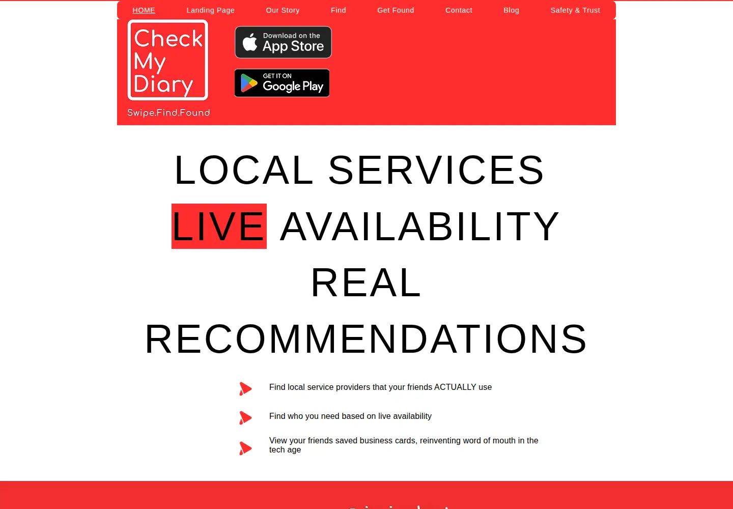 Screenshot of checkmydiary.com