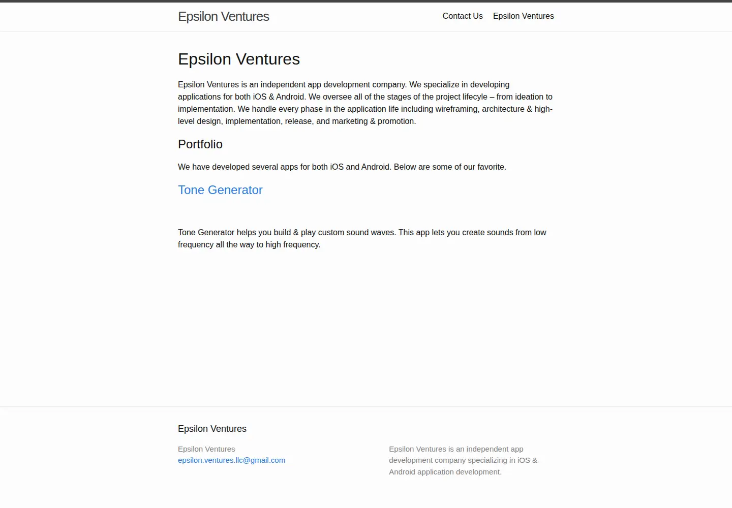 Captured homepage of epsilonv.com in the current scan