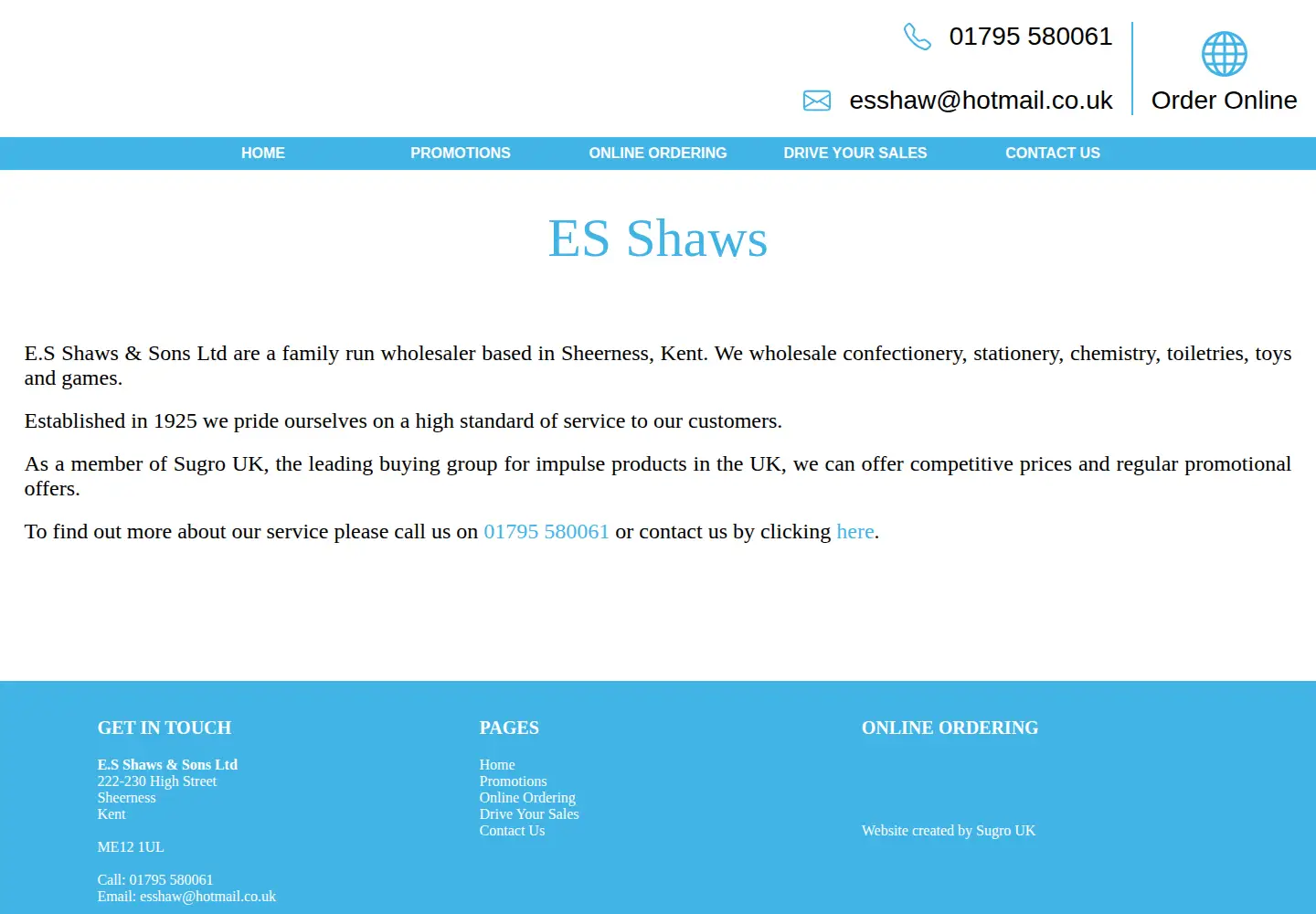 Captured homepage of esshaw.com in the current scan
