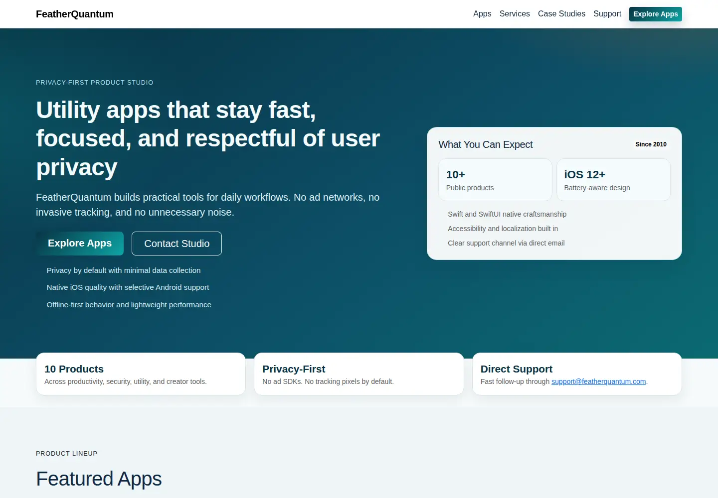 Screenshot of featherquantum.com