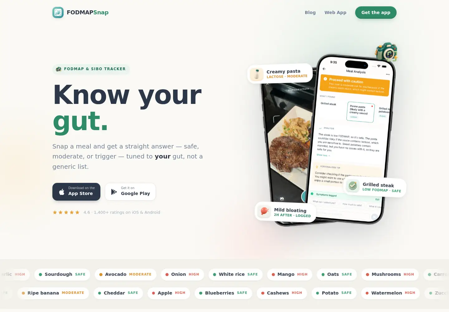 Screenshot of fodmapsnap.com
