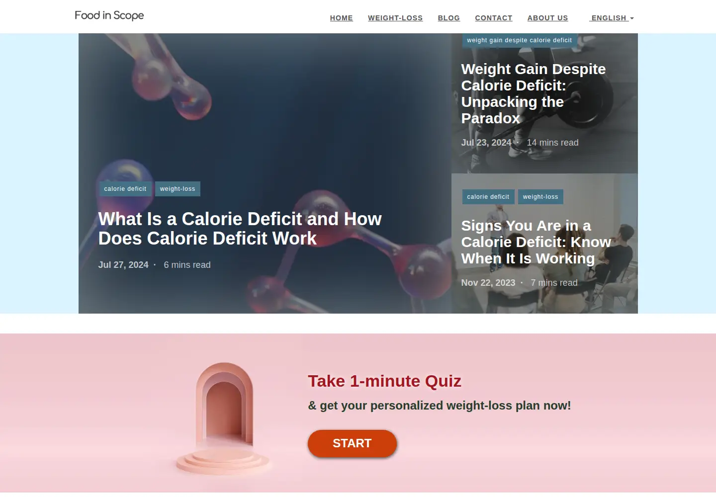 Captured homepage of foodinscope.com in the current scan