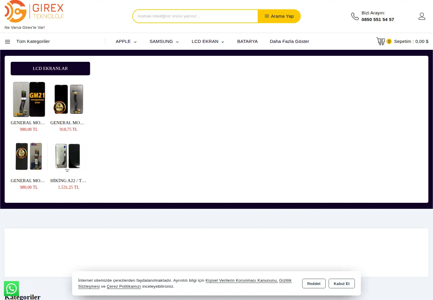 Screenshot of girexteknoloji.com