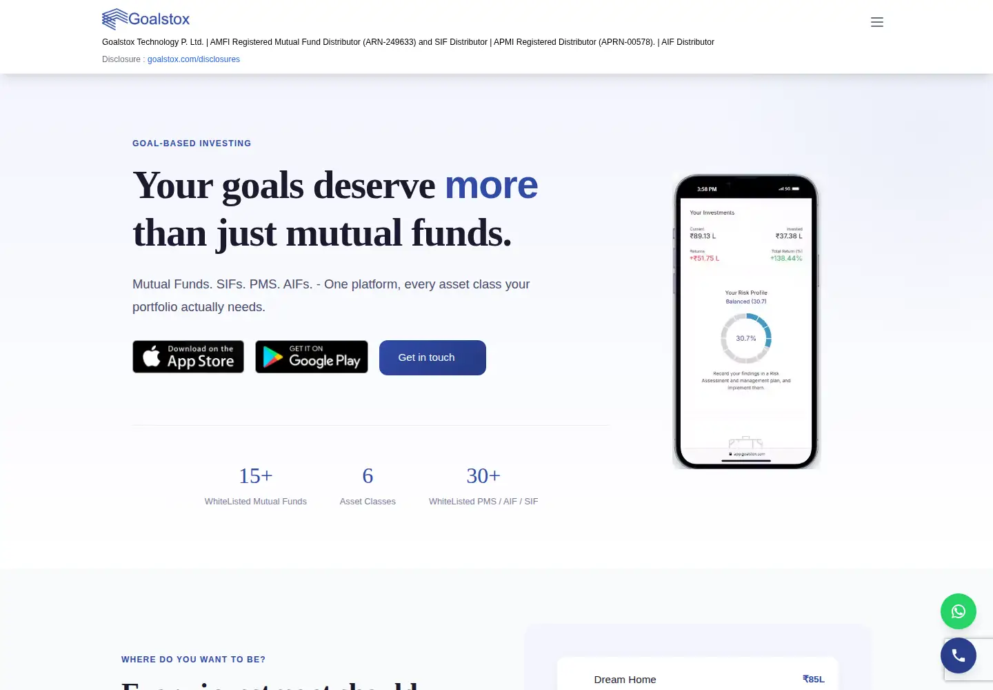 Captured homepage of goalstox.com in the current scan