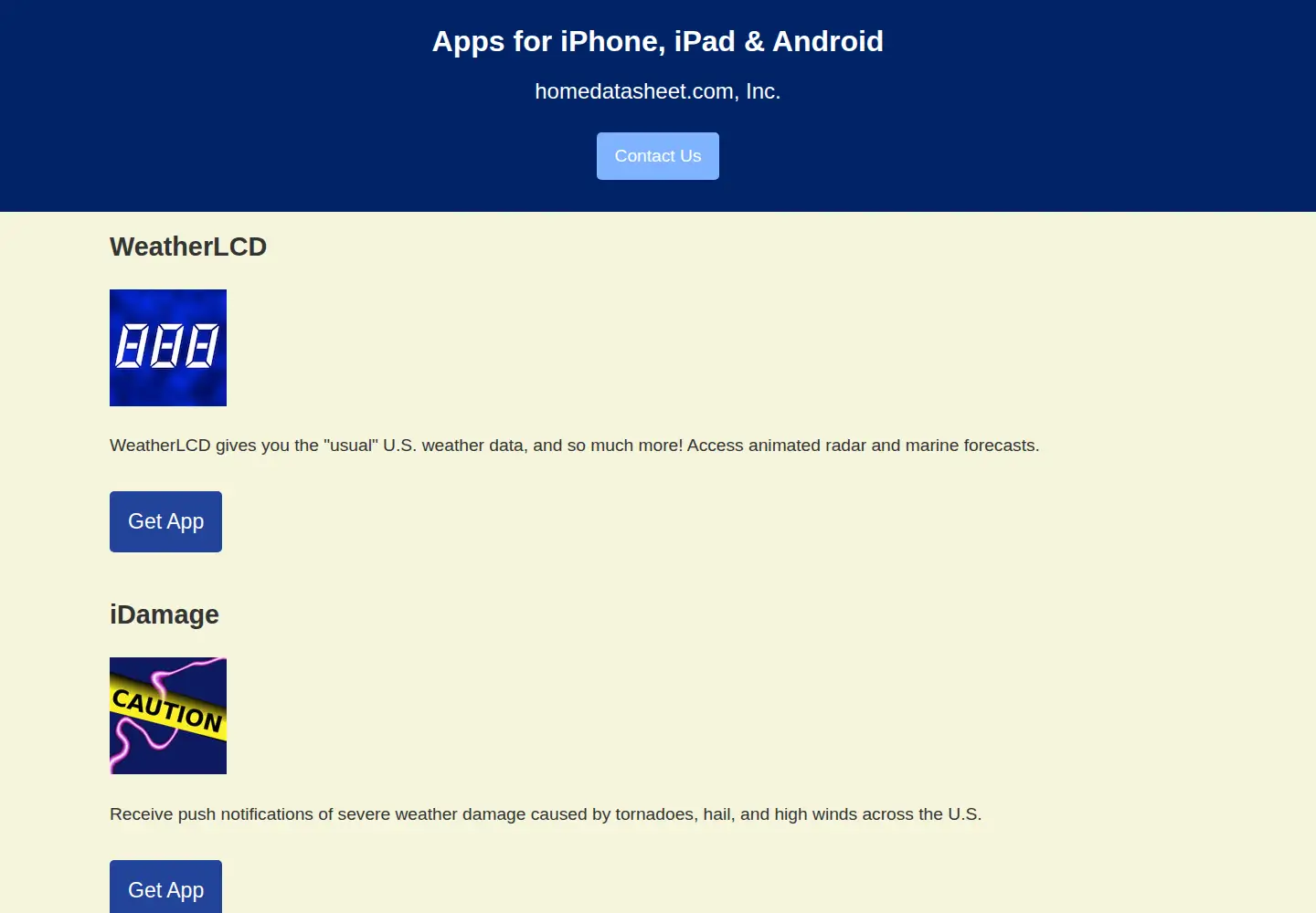 Screenshot of homedatasheet.com