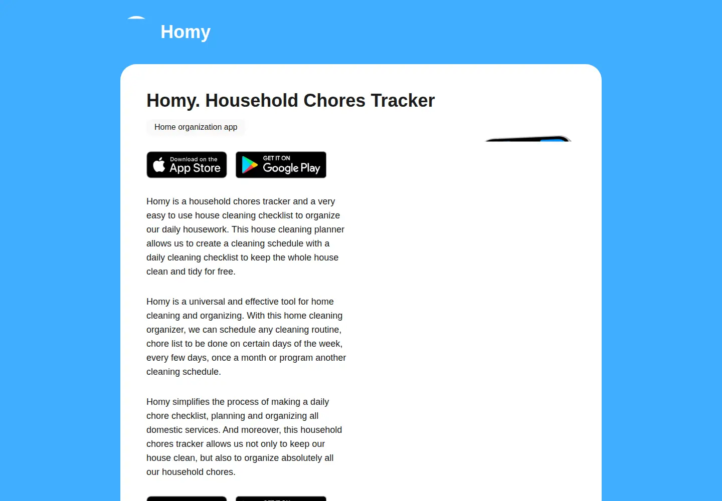 Screenshot of homycalendar.com