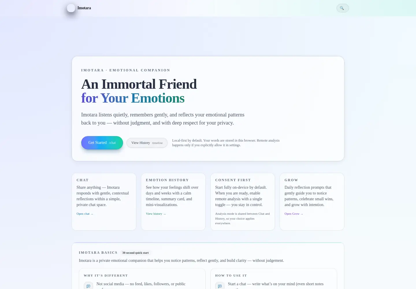 Screenshot of imotara.com