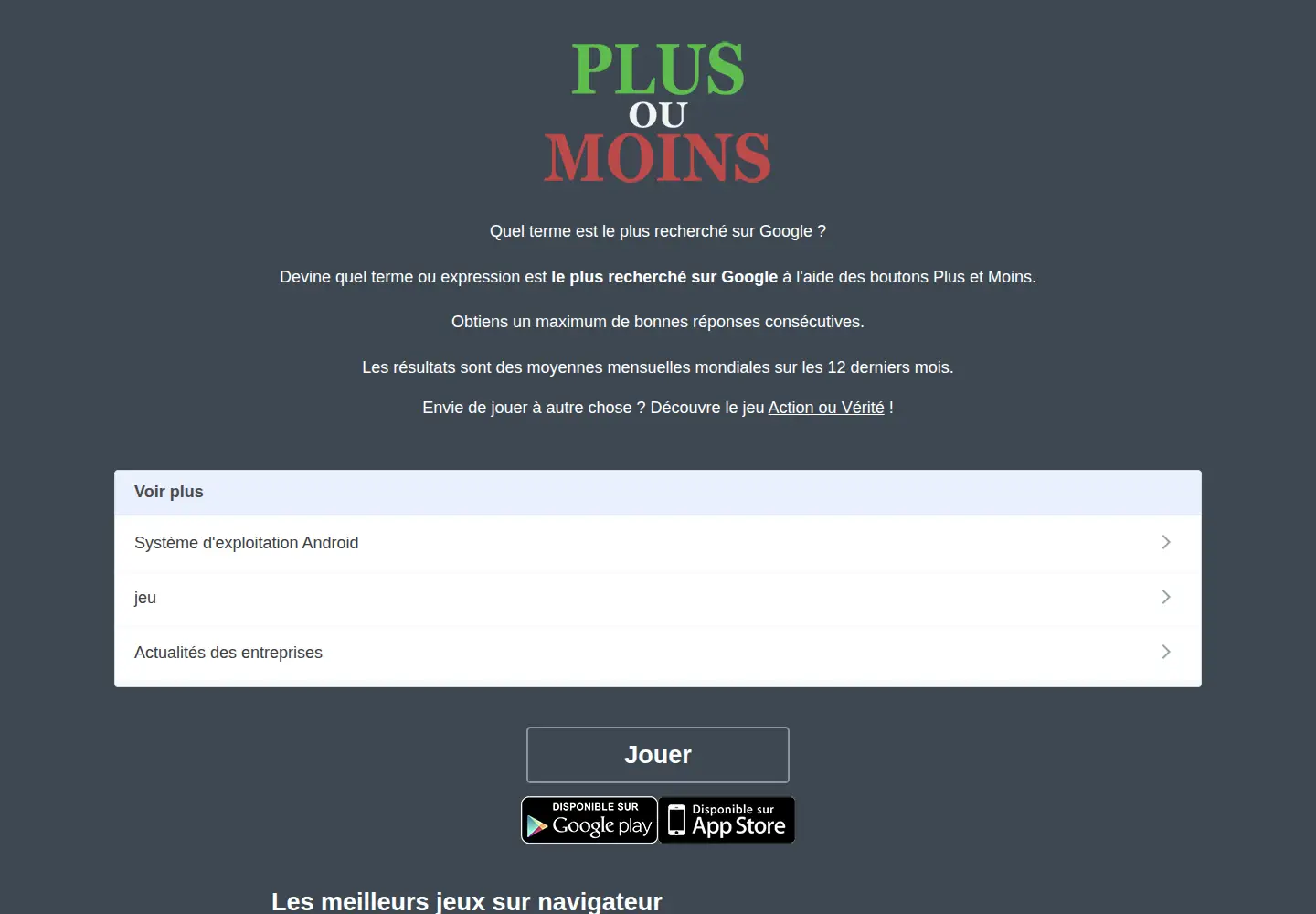 Captured homepage of jeuplusoumoins.com in the current scan