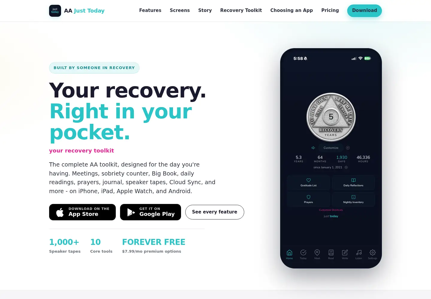 Screenshot of justtodayapp.com