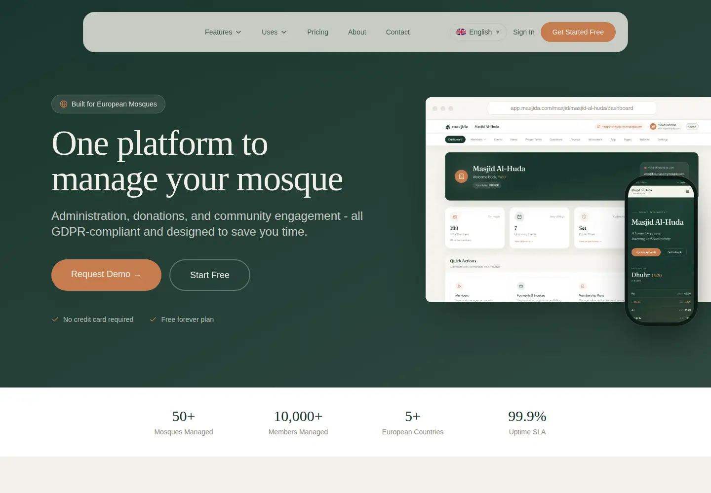 Screenshot of masjida.com