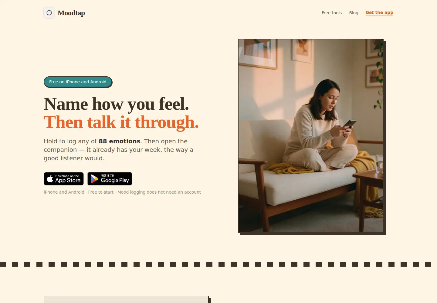 Screenshot of moodtapapp.com