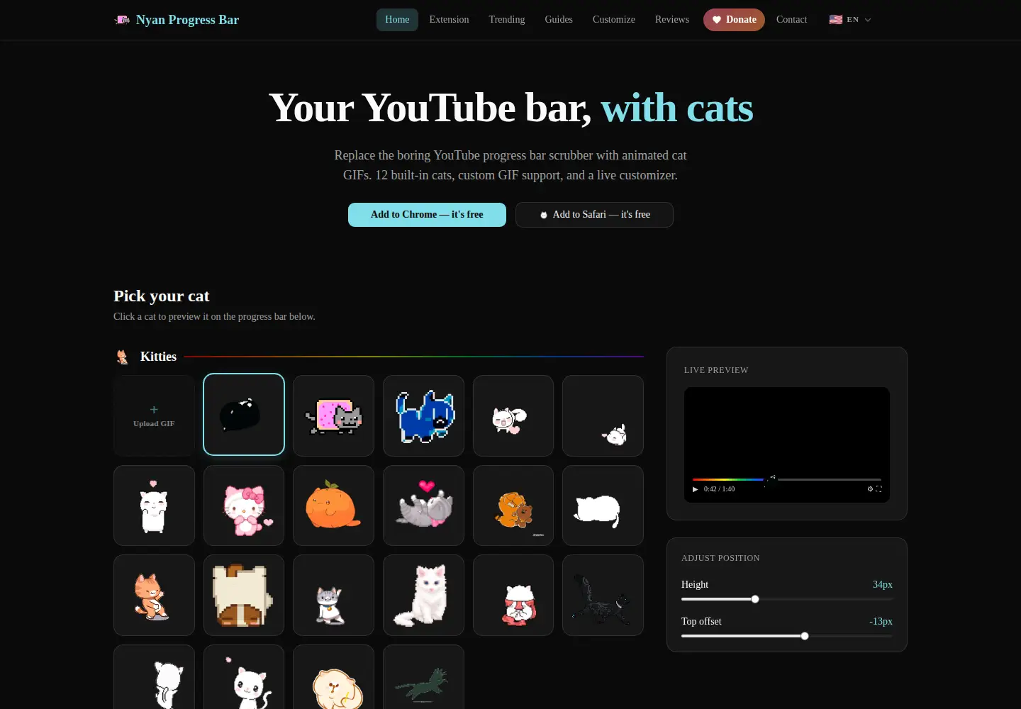 Captured homepage of nyan-progressbar.com in the current scan
