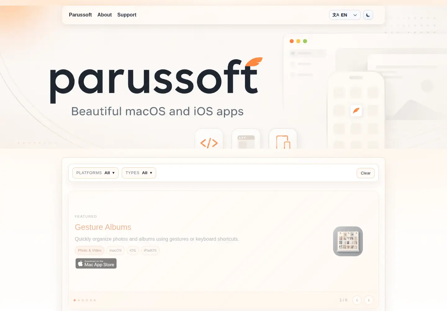 Captured homepage of parussoft.com in the current scan