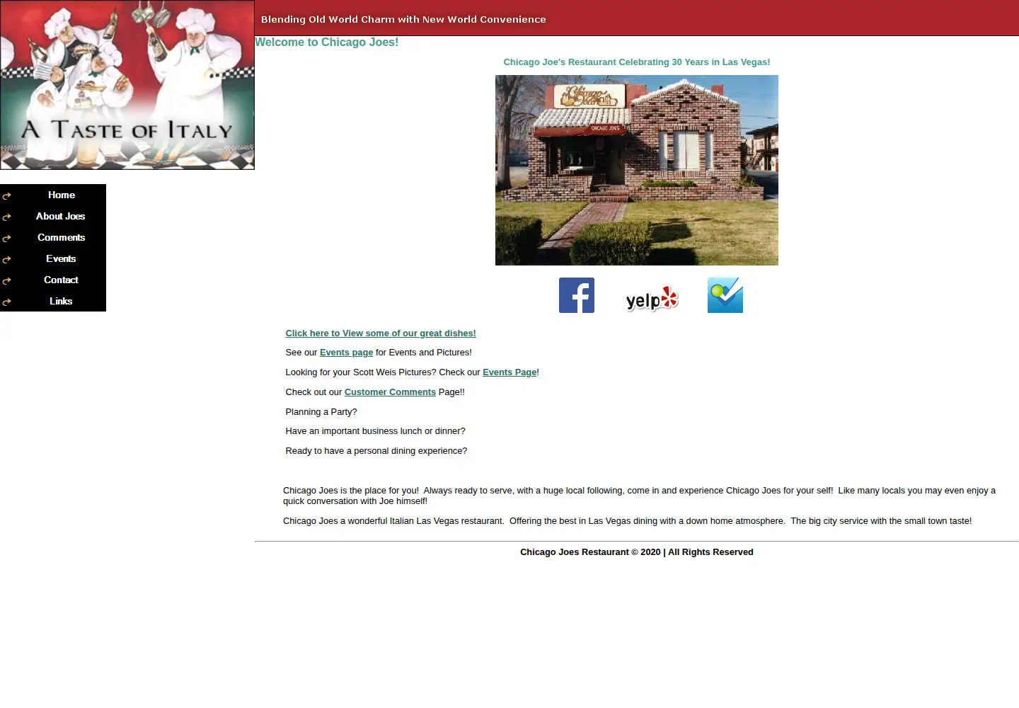 Screenshot of chicagojoesrestaurant.com