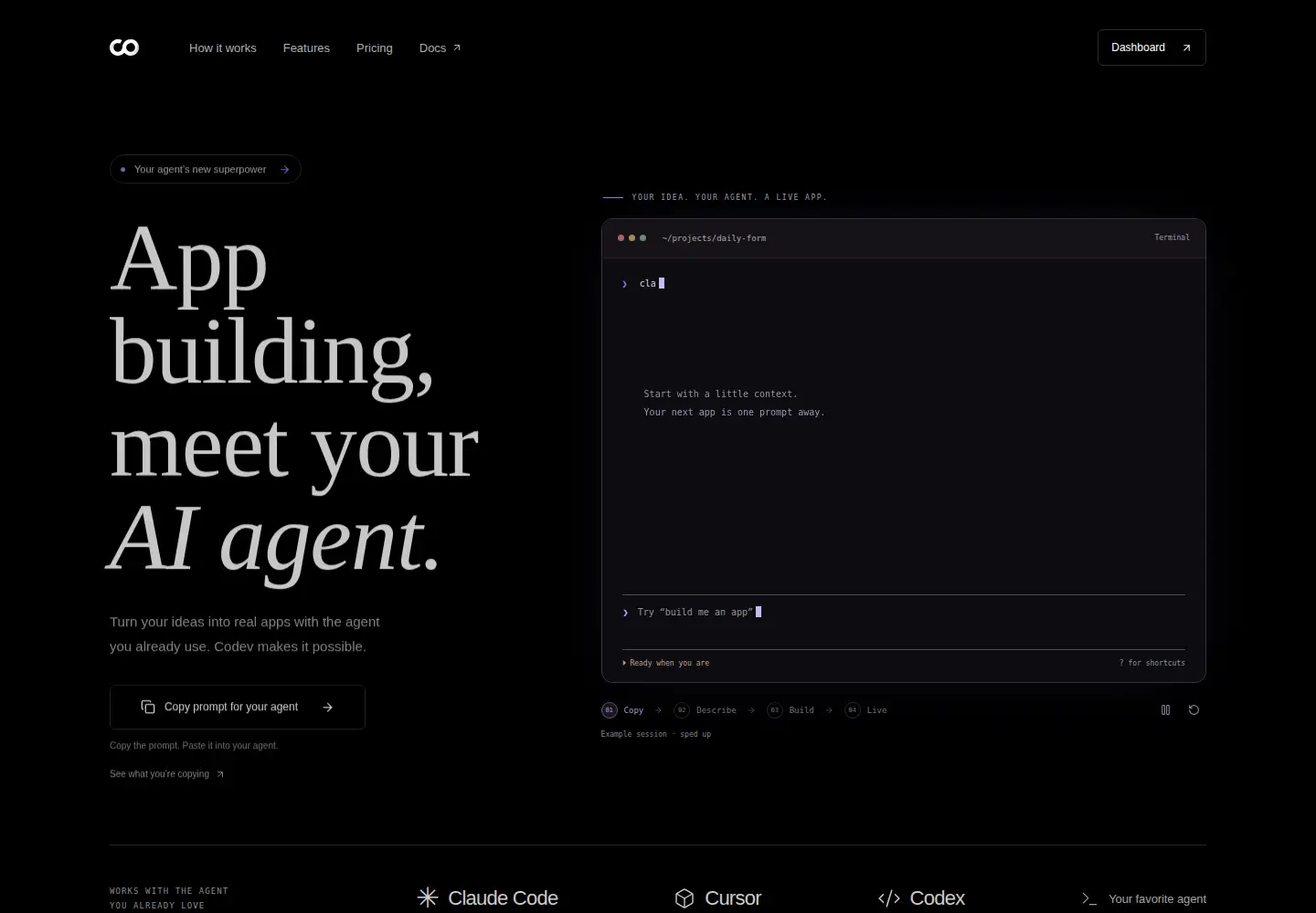 Captured homepage of co.dev in the current scan