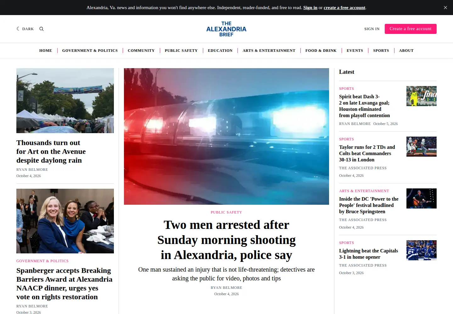 Screenshot of alexandriabrief.com