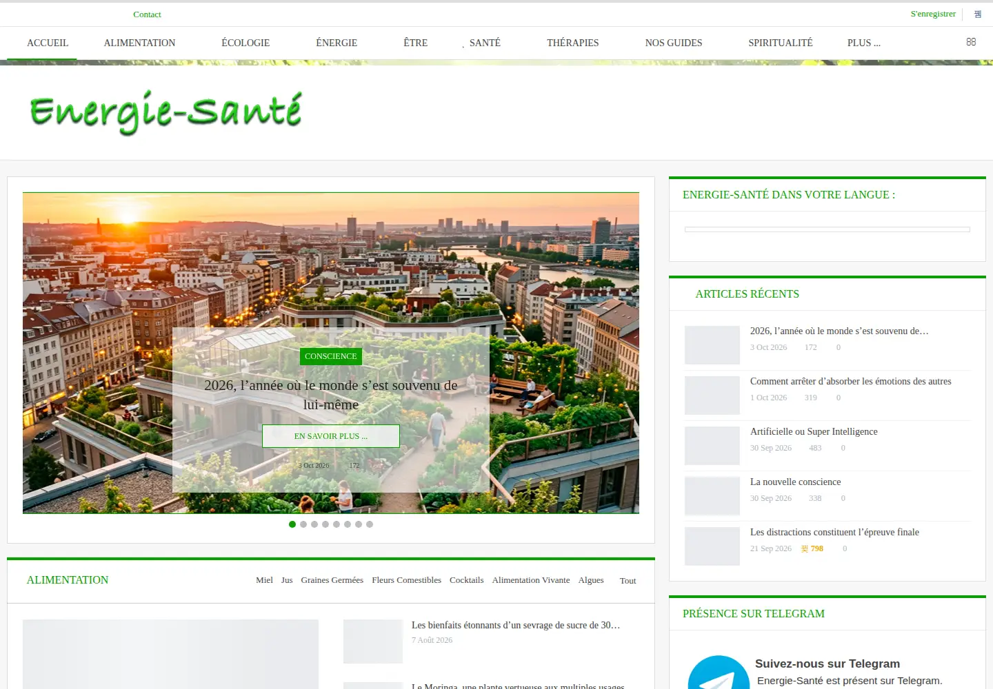 Captured homepage of energie-sante.net in the current scan