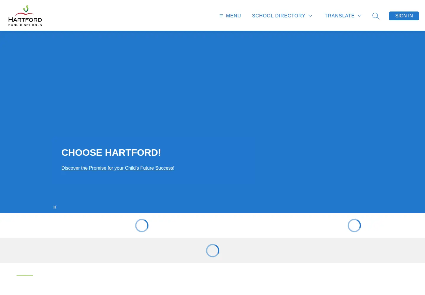 Captured homepage of hartfordschools.org in the current scan