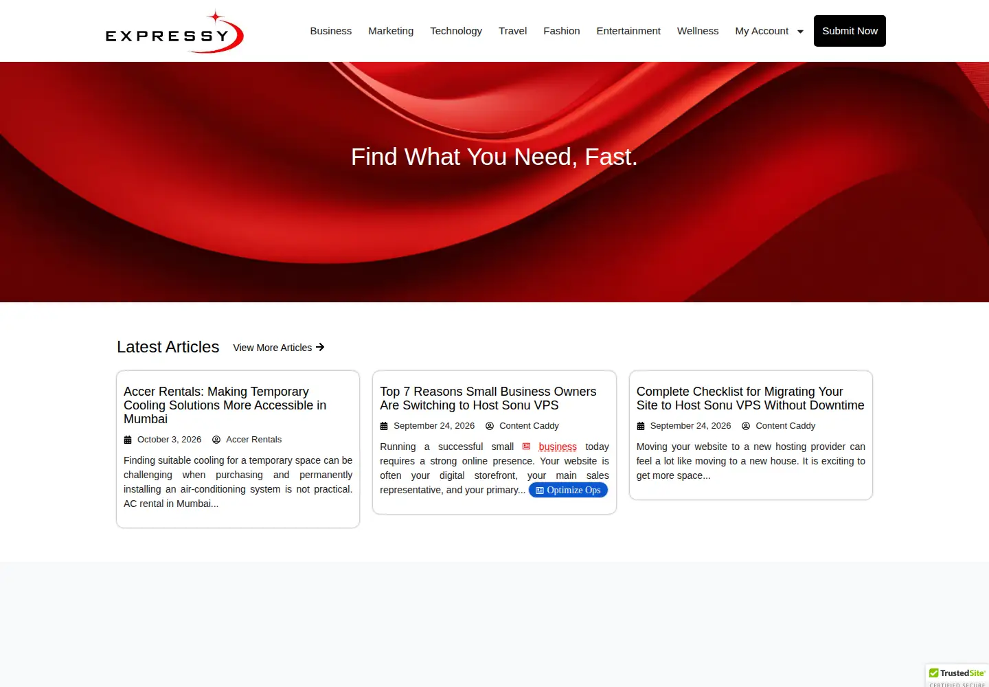 Screenshot of expressy.co.in