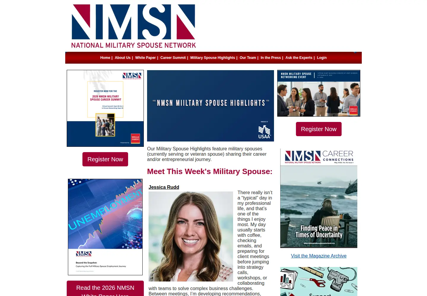 Screenshot of nationalmilitaryspousenetwork.org