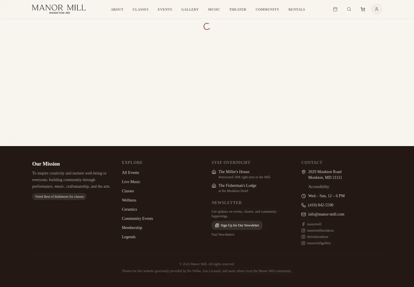 Captured homepage of manor-mill.com in the current scan
