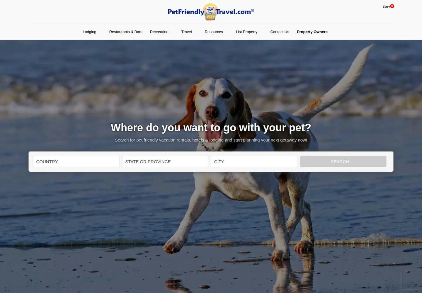 Screenshot of petfriendlytravel.com