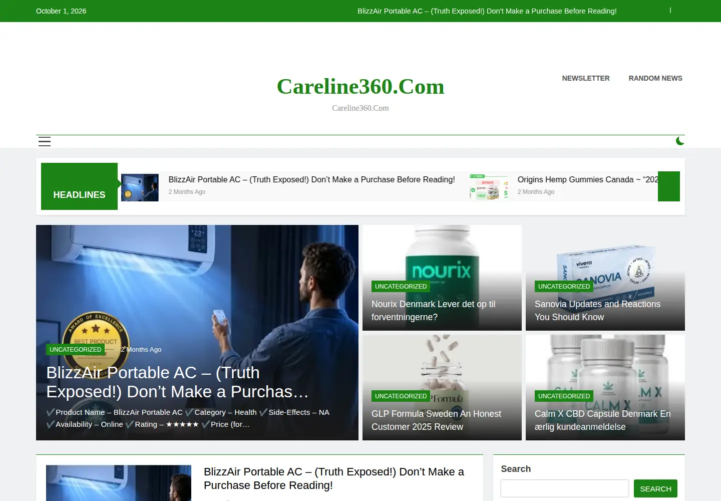 Captured homepage of careline360.com in the current scan