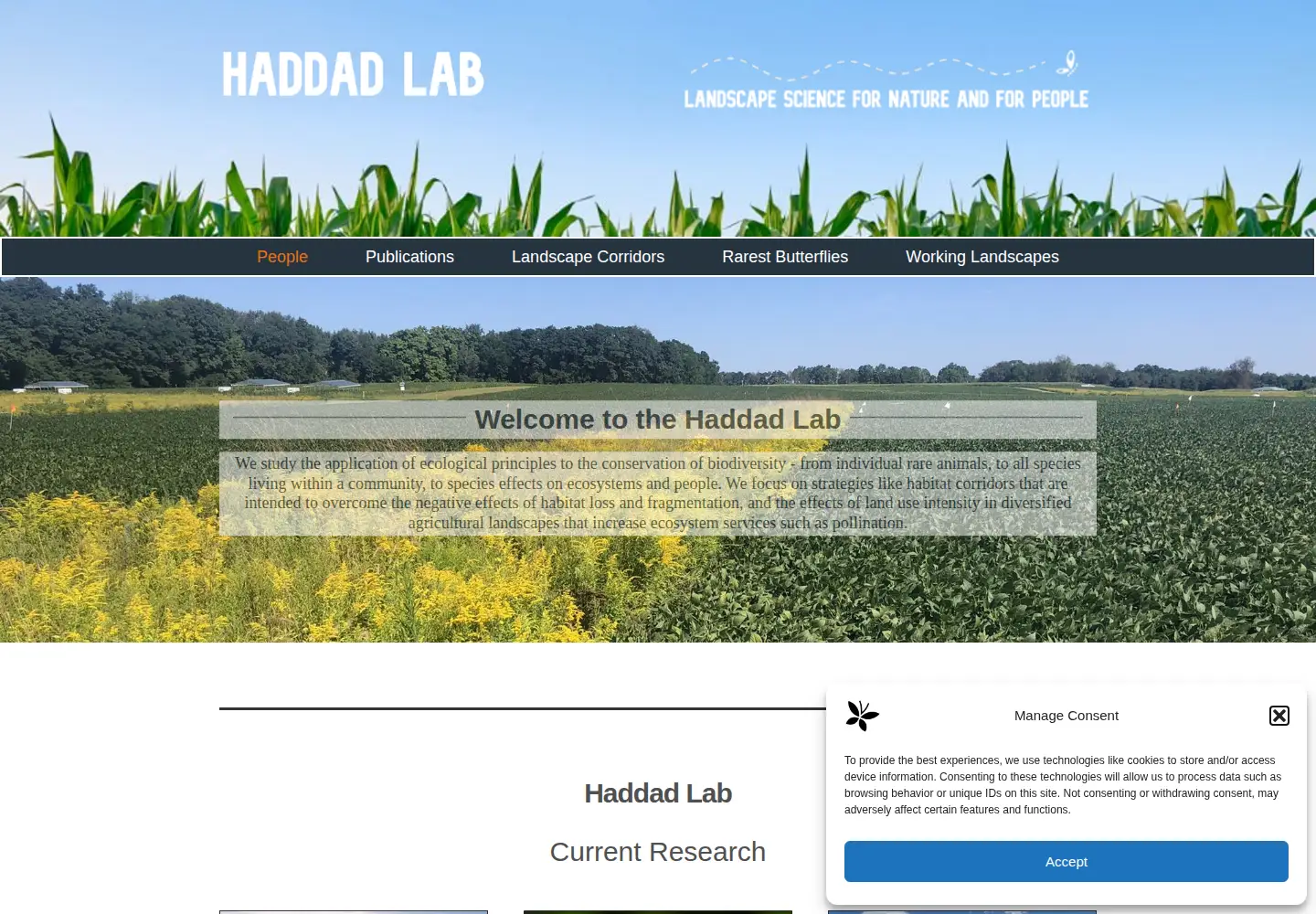 Captured homepage of nickhaddadlab.com in the current scan