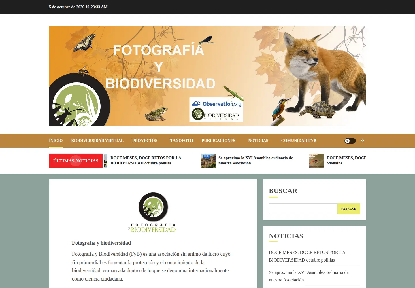 Screenshot of fotografiaybiodiversidad.org