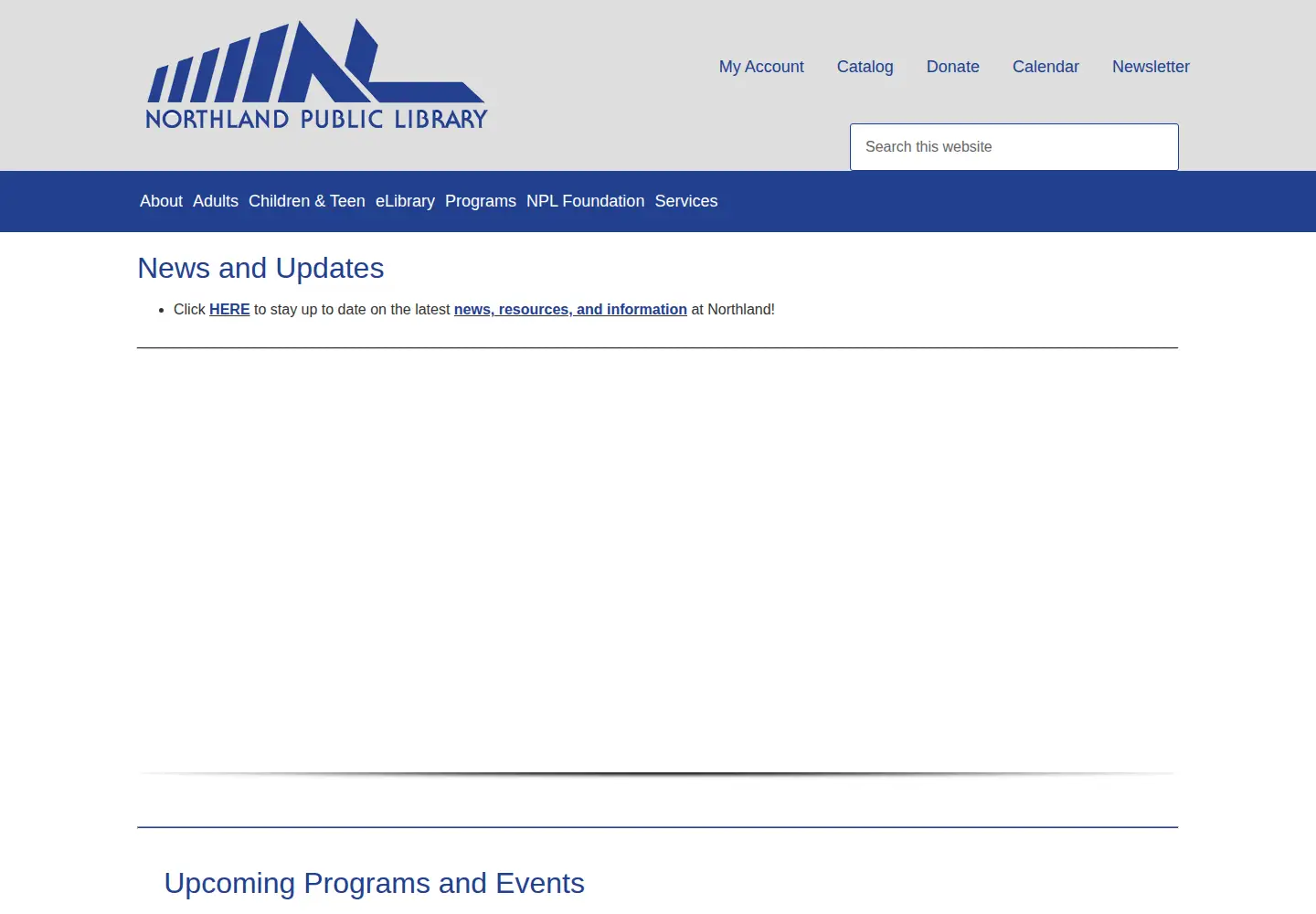 Screenshot of northlandlibrary.org