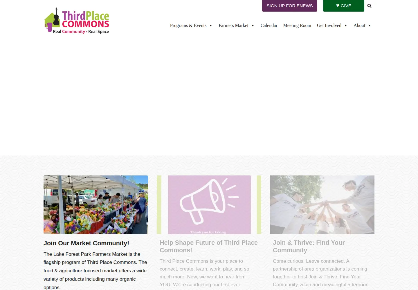 Captured homepage of thirdplacecommons.org in the current scan
