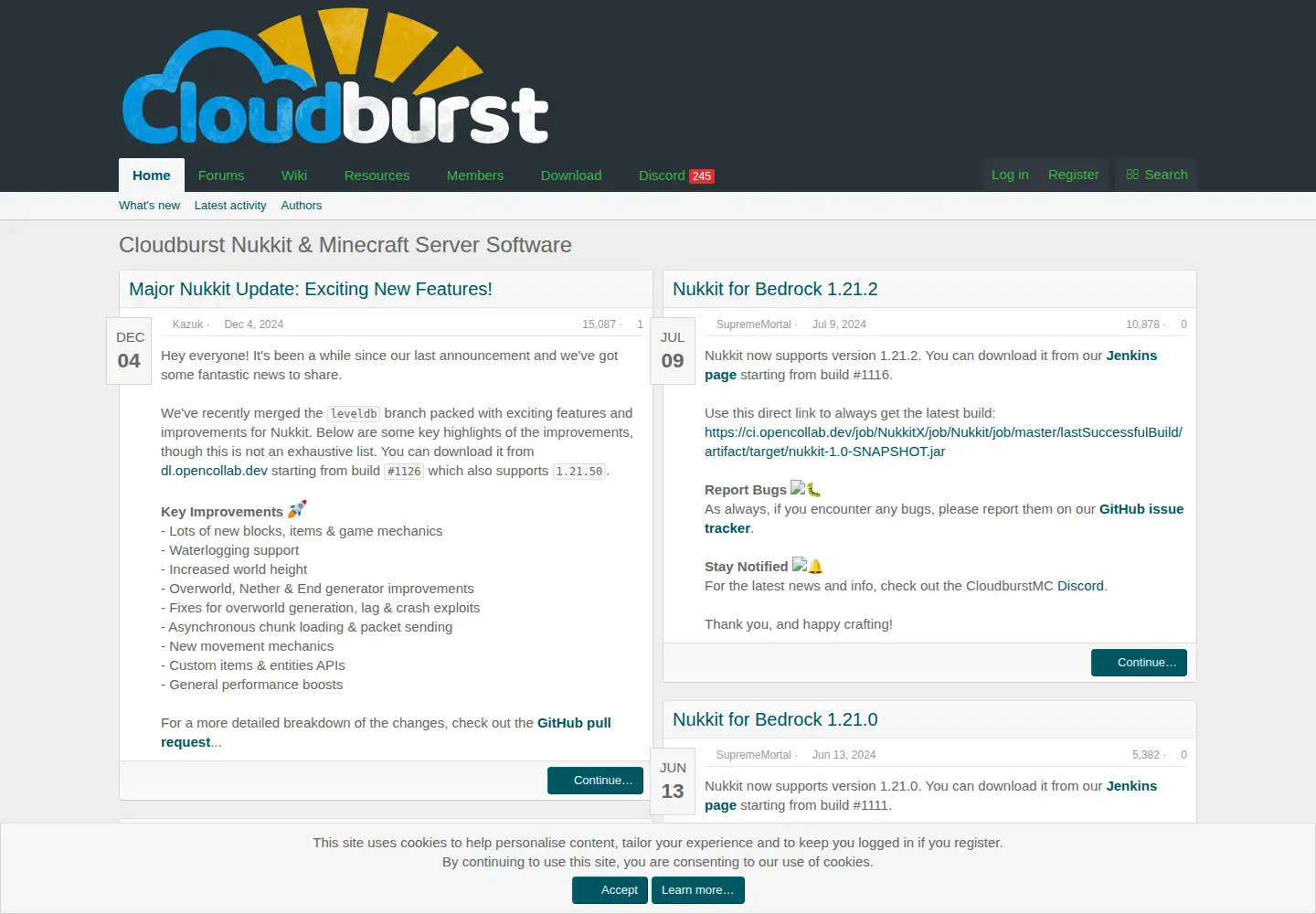 Screenshot of cloudburstmc.org