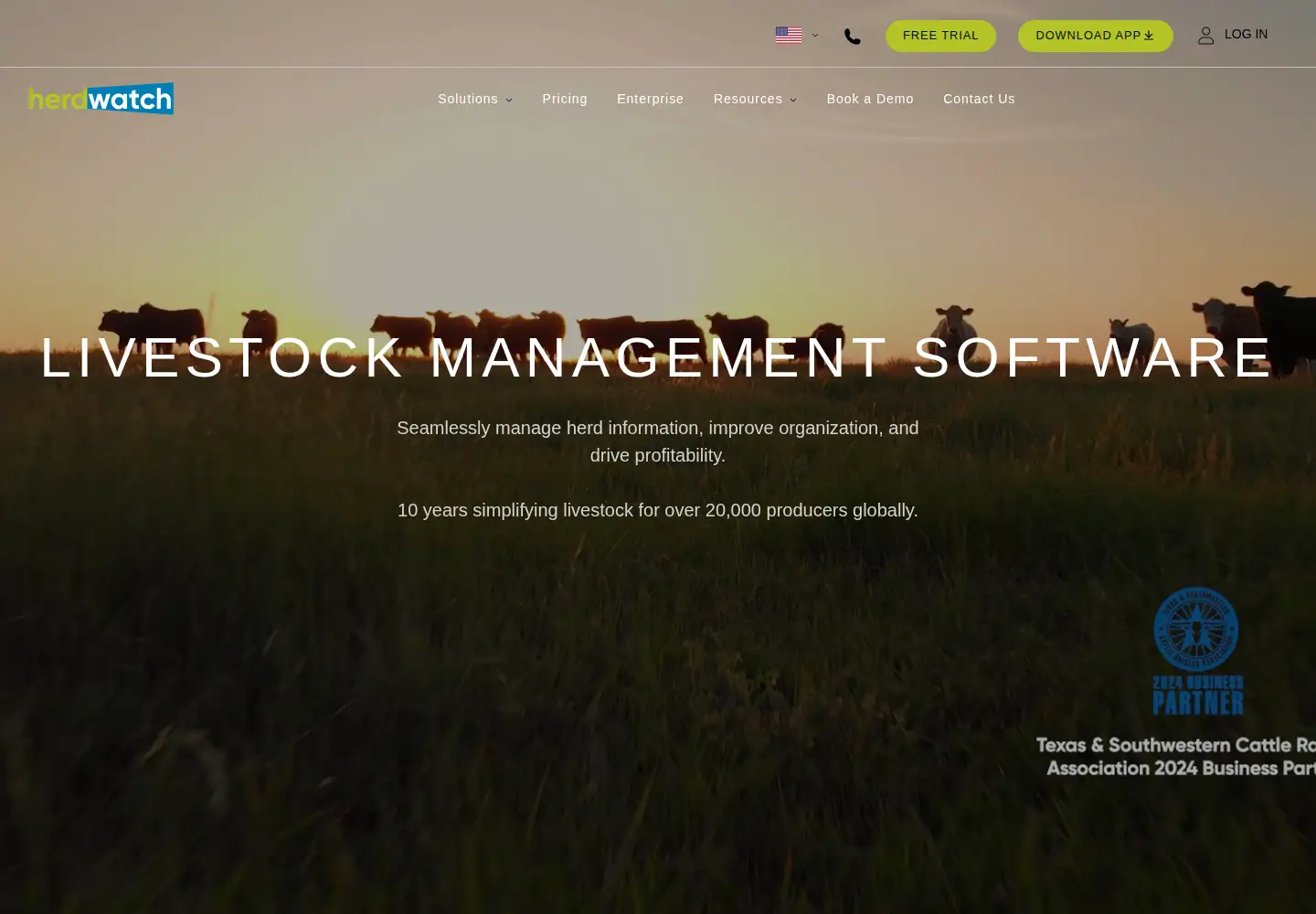 Captured homepage of herdwatch.com in the current scan