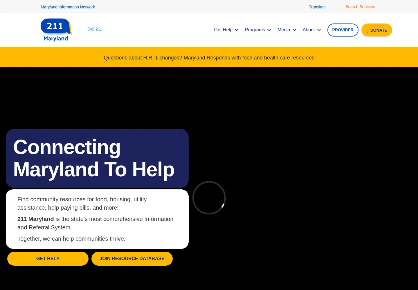 Screenshot of 211md.org