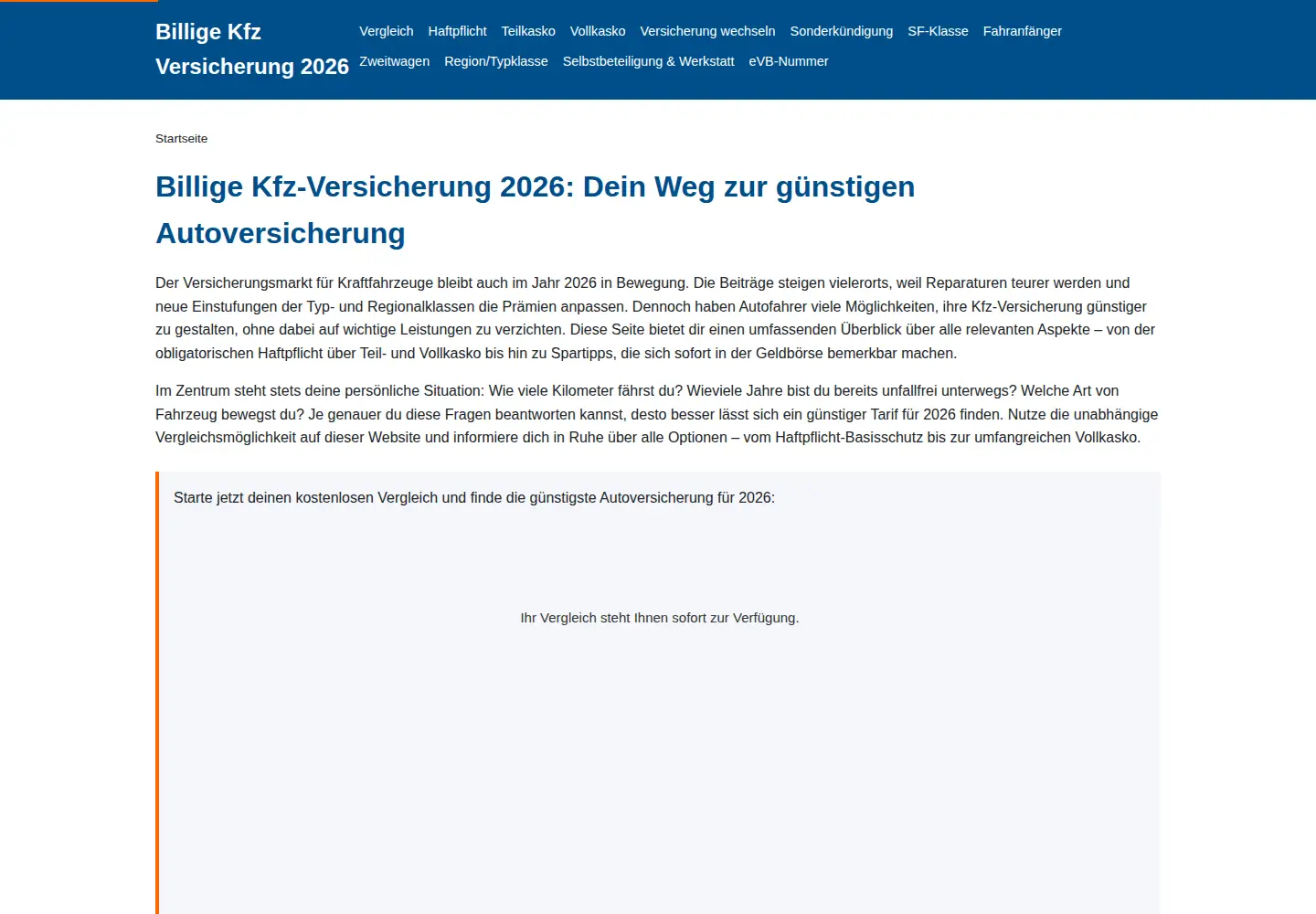Screenshot of billige-kfz-versicherung.org